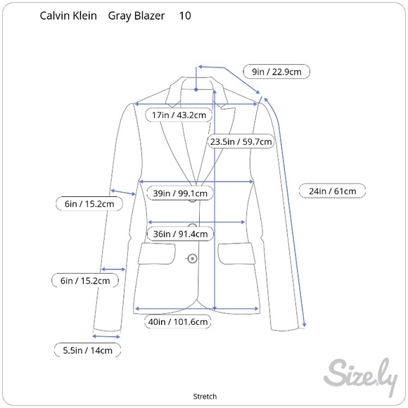 Calvin Klein Gray Stretch Blazer - Size 10 - Picture 9 of 9